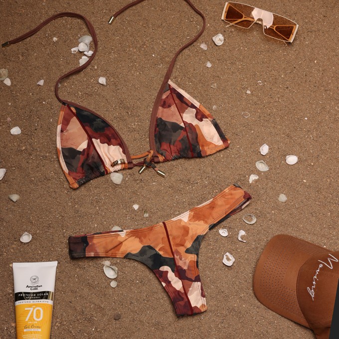 BIQUÍNI CORTININHA CAMUFLADO TERRACOTA