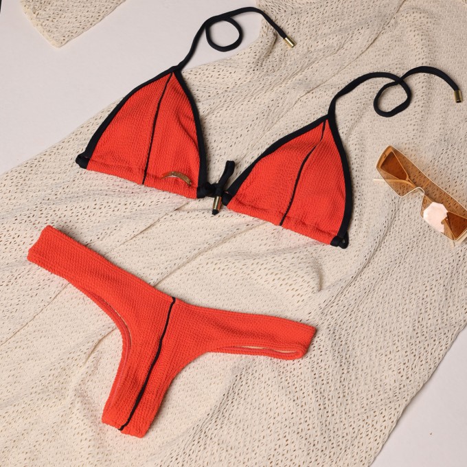 BIQUÍNI CORTININHA JACQUARD CONFORT CORAL