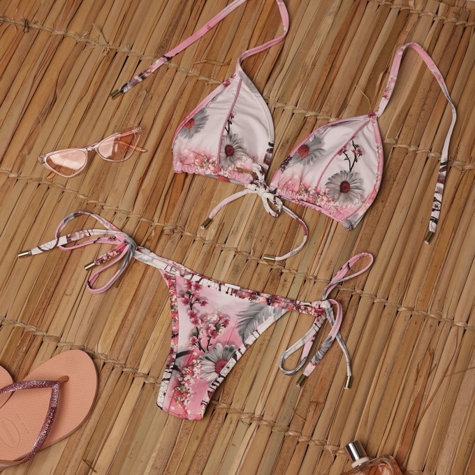 BIQUÍNI CORTININHA JARDIM DE FLORES