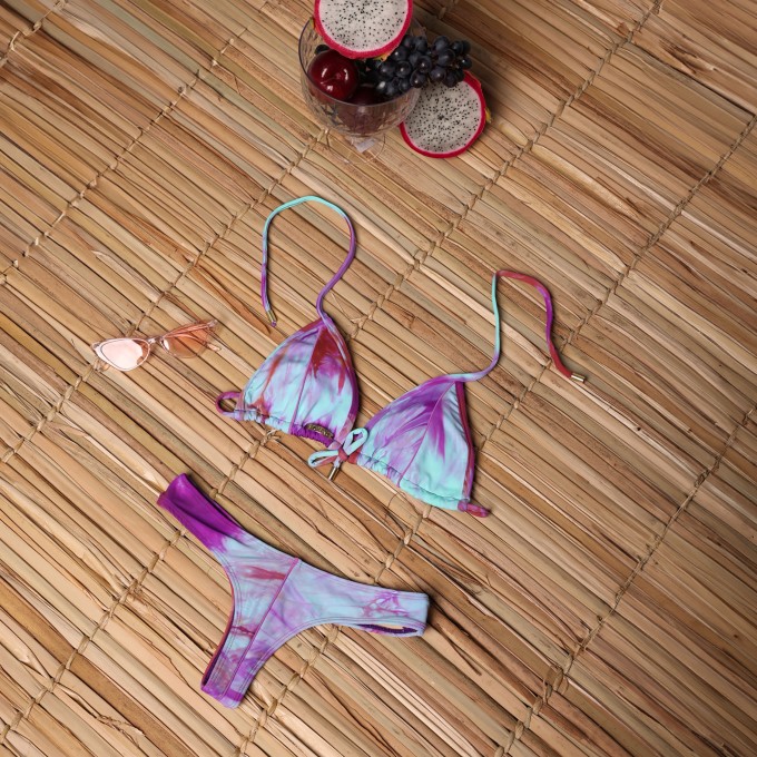 BIQUÍNI CORTININHA TIE DYE VIOLETA