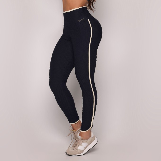 LEGGING LIVE BICOLOR EMPINA BUMBUM JACQUARD DIAMOND PRETO