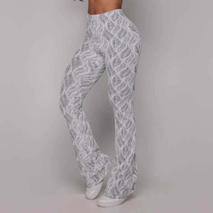 CALÇA FLARE JACQUARD SELVA BRANCO