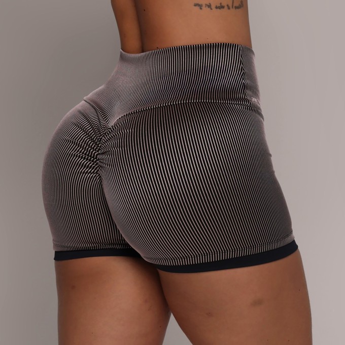 SHORT GYM EMPINA BUMBUM JACQUARD LINES ROSÊ