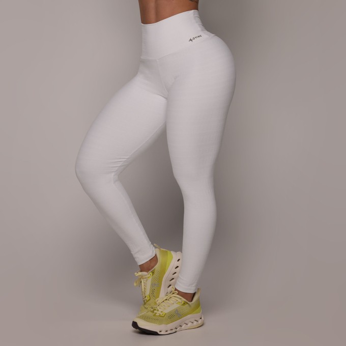 LEGGING HEART JACQUARD FLOWERS BRANCO