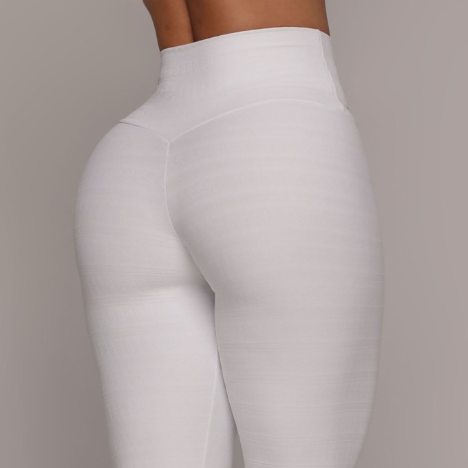 LEGGING HEART JACQUARD FLOWERS BRANCO