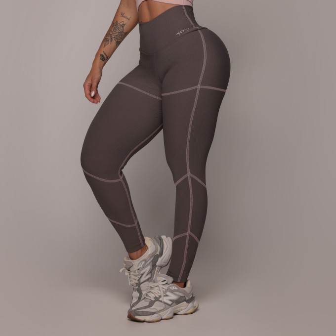 LEGGING PUMP EMPINA BUMBUM JACQUARD CANELADO CHUMBO