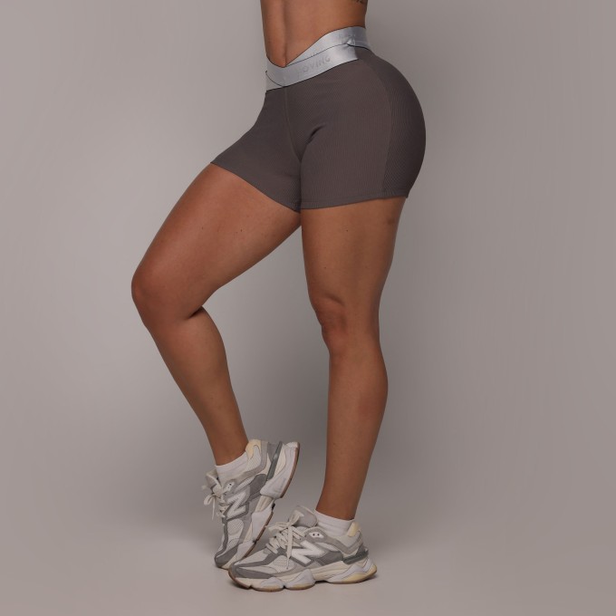 SHORT HIT JACQUARD CANELADO CHUMBO