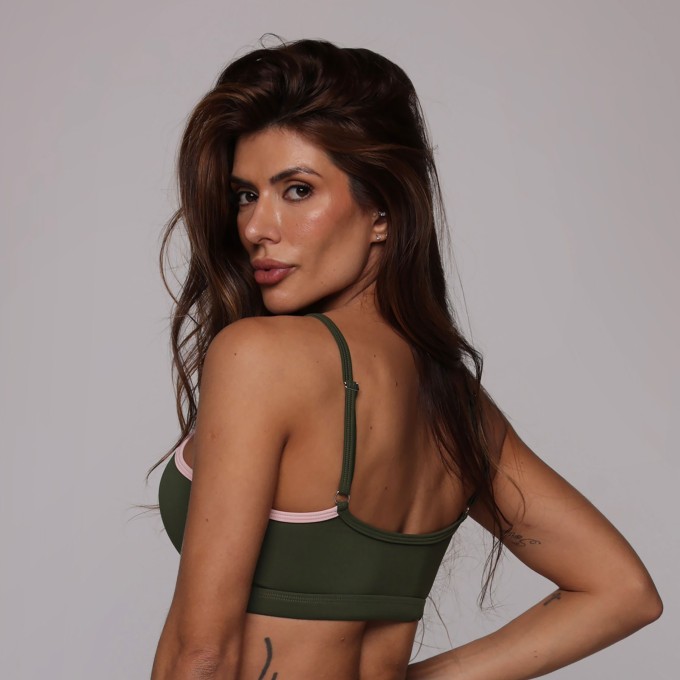 TOP LAS VEGAS VERDE MILITAR COM BLUSH