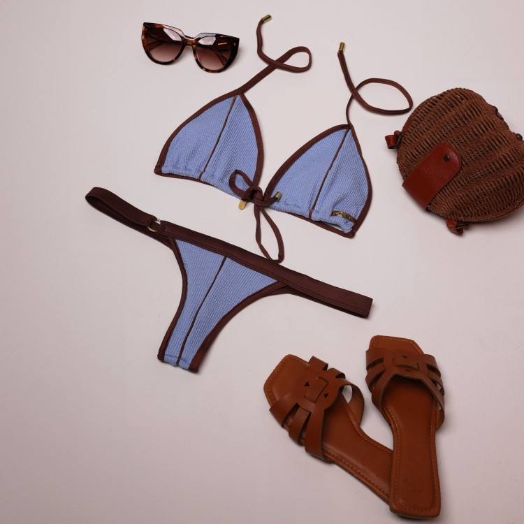 BIQUÍNI CORTININHA JACQUARD CONFORT AZUL CELESTE