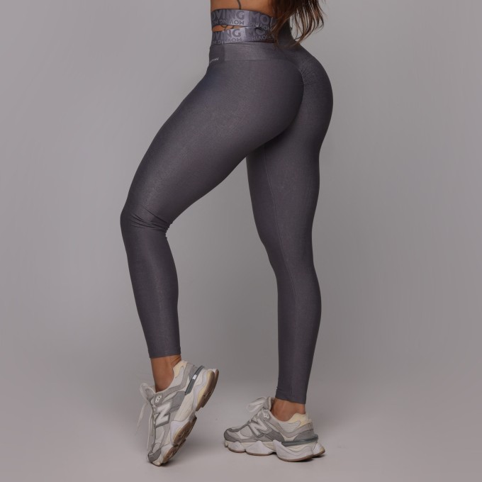 LEGGING ATLANTA EMPINA BUMBUM GLOSSY CINZA CHUMBO