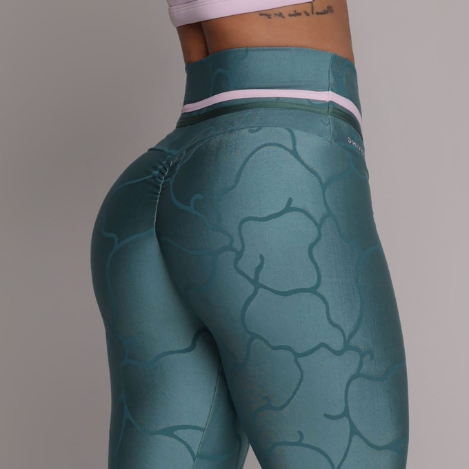 LEGGING EMPINA BUMBUM JACQUARD ROOT VERDE ÁGUA