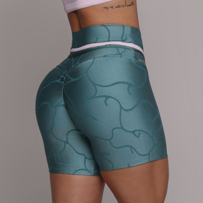 SHORT EMPINA BUMBUM JACQUARD ROOT VERDE ÁGUA