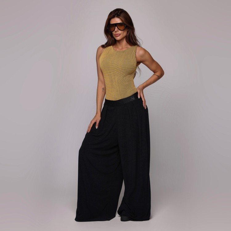 CALÇA PANTALONA AVELUDADA PRETA