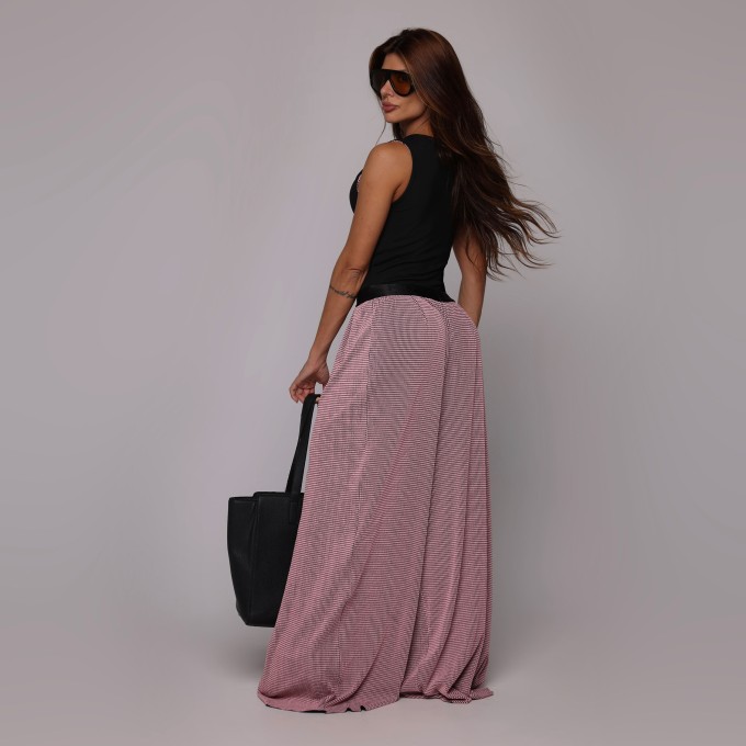 CALÇA PANTALONA JACQUARD TWEED ROSÊ