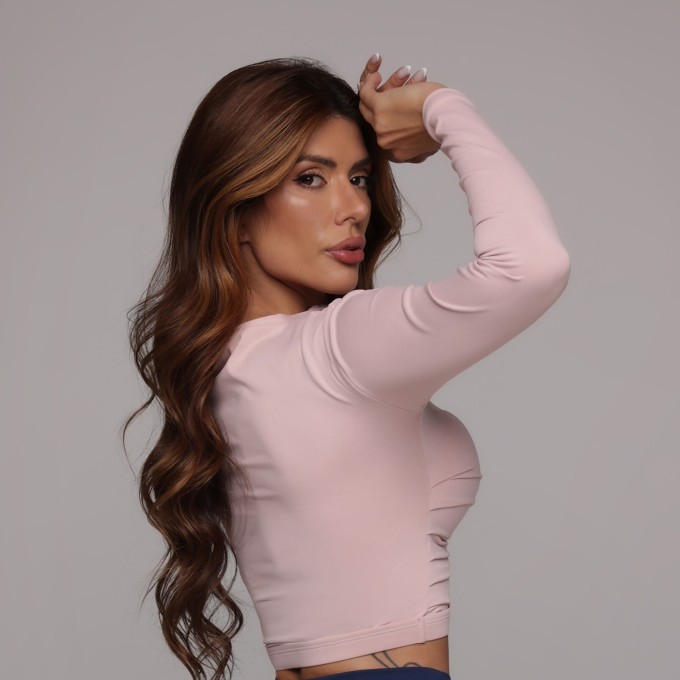 CROPPED BELIZE MANGA LONGA ROSA BLUSH