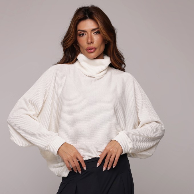 BLUSÃO WING CANELADO OFF-WHITE