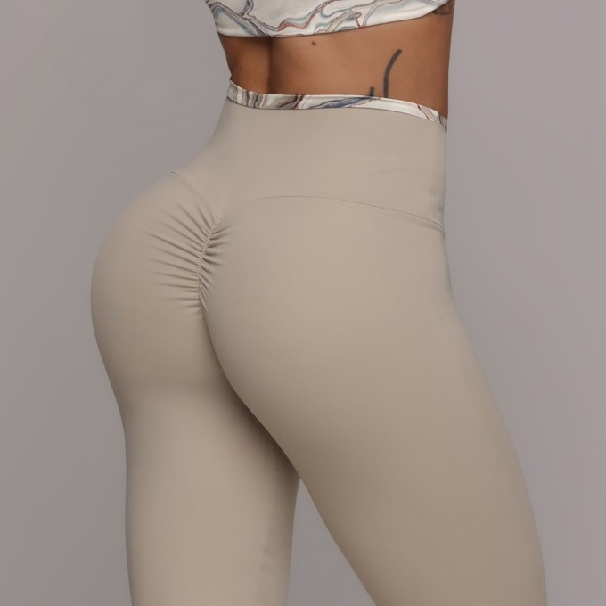 LEGGING BICOLOR EMPINA BUMBUM CINZA IVORY