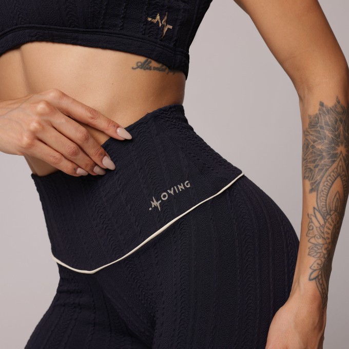 LEGGING WALK EMPINA BUMBUM JACQUARD BRAID PRETO