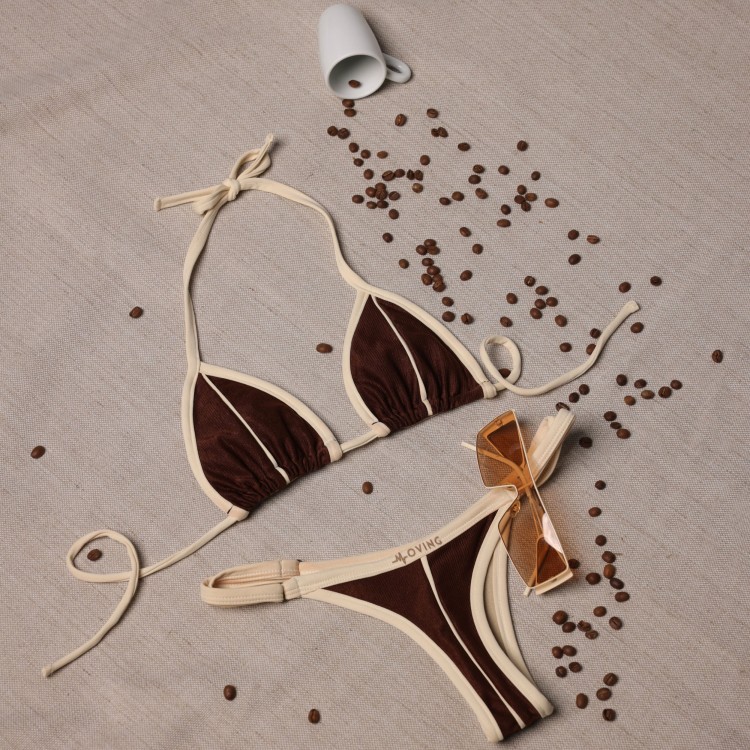 BIQUÍNI CORTININHA GLOSSY COFFEE