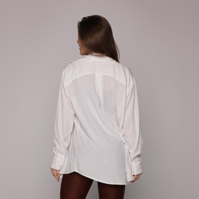 CAMISA MANGA LONGA OVERSIZED VISCOLINHO BRANCO