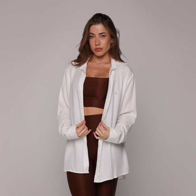 CAMISA MANGA LONGA OVERSIZED VISCOLINHO BRANCO