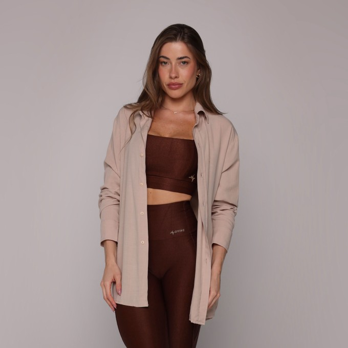 CAMISA MANGA LONGA OVERSIZED VISCOLINHO NUDE