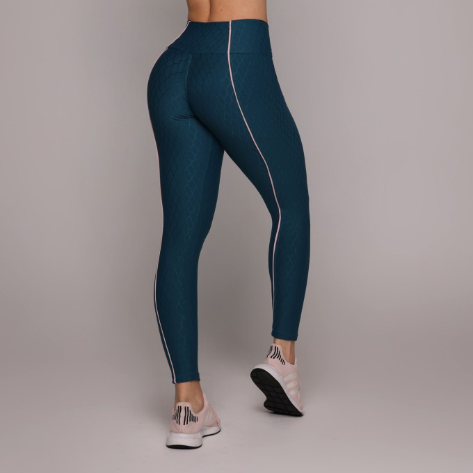 LEGGING SHAPE JACQUARD ACQUA AZUL PETRÓLEO