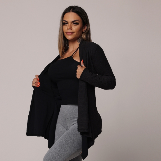 Cardigan de Moletom Preto